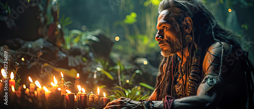 A western Shaman healer is preparing for an ayahuasca ceremony in the Amazon rainforest. It's now increasingly popular with spiritual tourists.