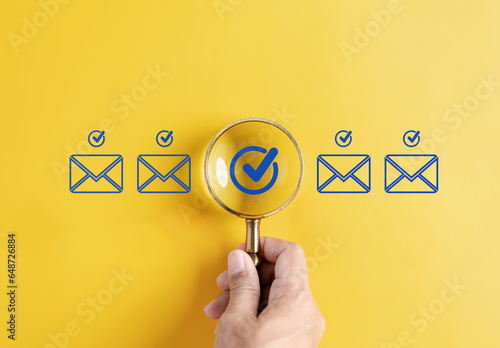 Email Checking and Protection Security from Spam. Security protection notification on internet letter security protect, junk and trash mail and compromised information.