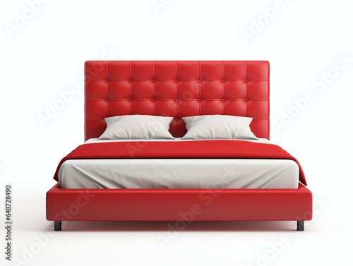 Red Bed, Isolated on a White Background. photo