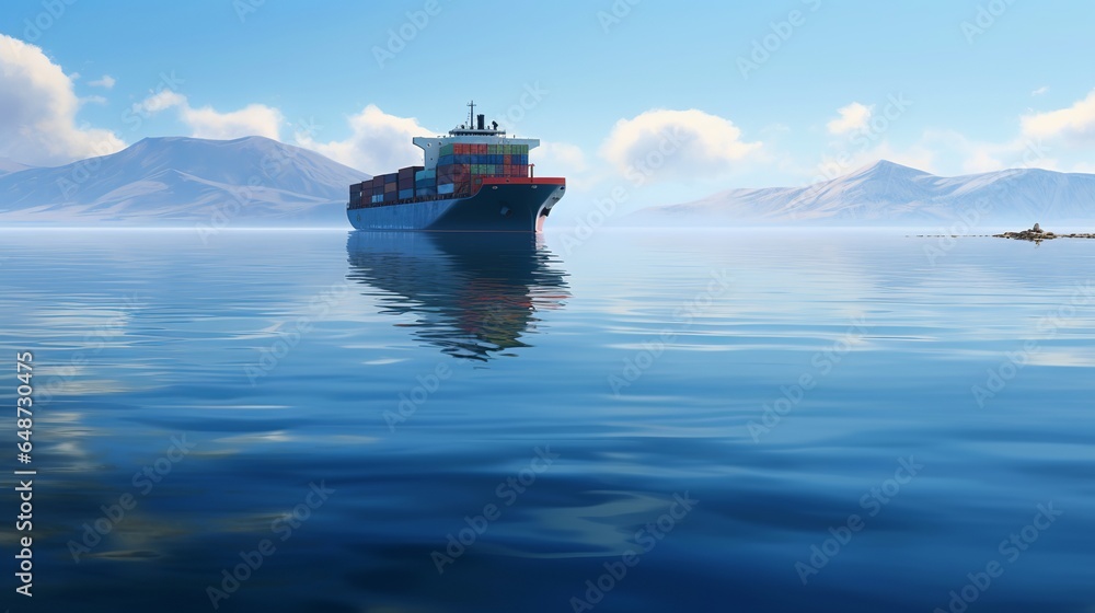 cargo ship or Container ship in the ocean