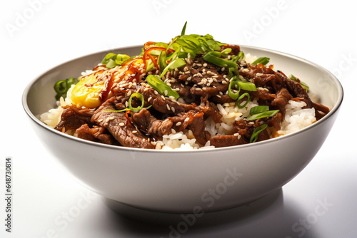 a bowl of gyudon beef