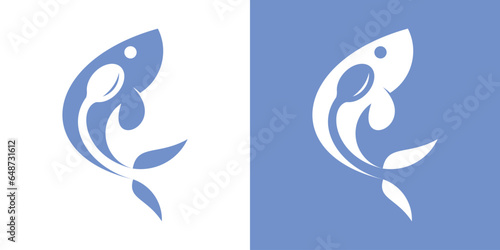 Photography food logo design with fish and spoon elements.