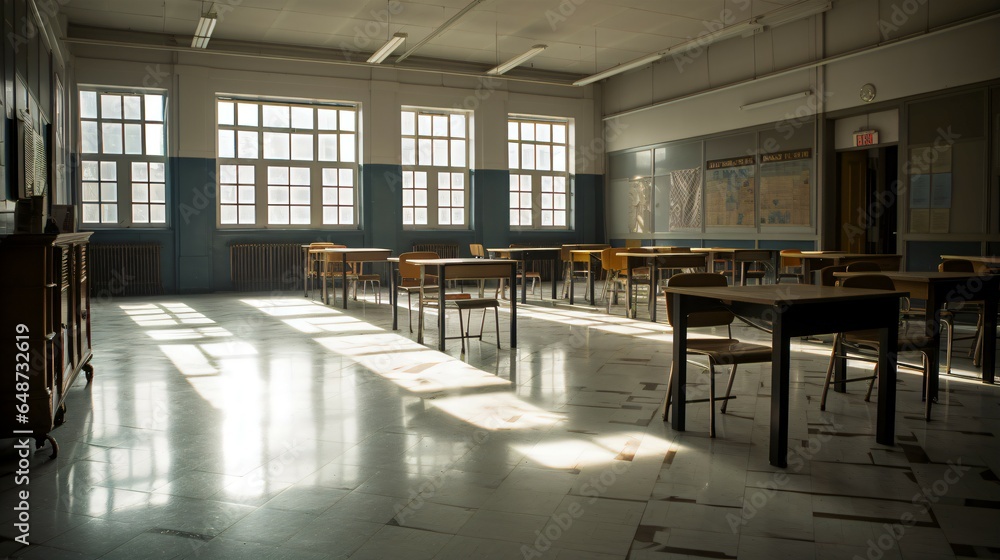  Empty Classroom in Bright Light.