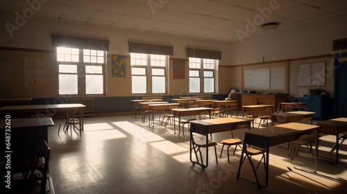  Empty Classroom in Bright Light. © Akash