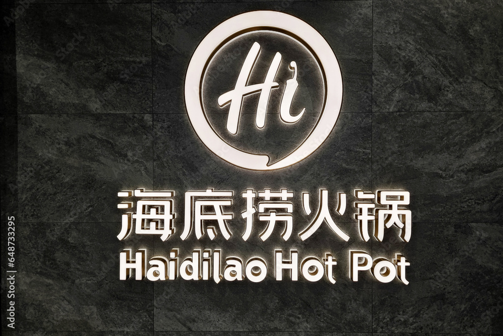 BANGKOK, THAILAND SEPTEMBER 14, 2023 Haidilao Hot Pot Sign, Haidilao