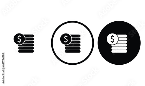 icon coin black outline for web site design 
and mobile dark mode apps 
Vector illustration on a white background