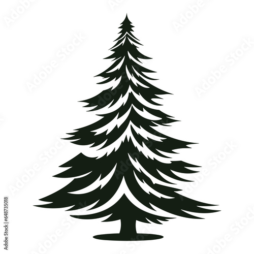 Christmas Tree vector silhouette isolated on white background, Xmas trees outline vector illustration