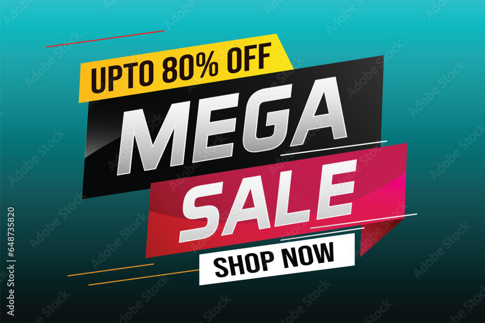 mega sale word concept vector illustration with lines and 3d style, landing page, template, ui, web, mobile app, poster, banner, flyer, background, gift card, coupon, label, wallpaper	