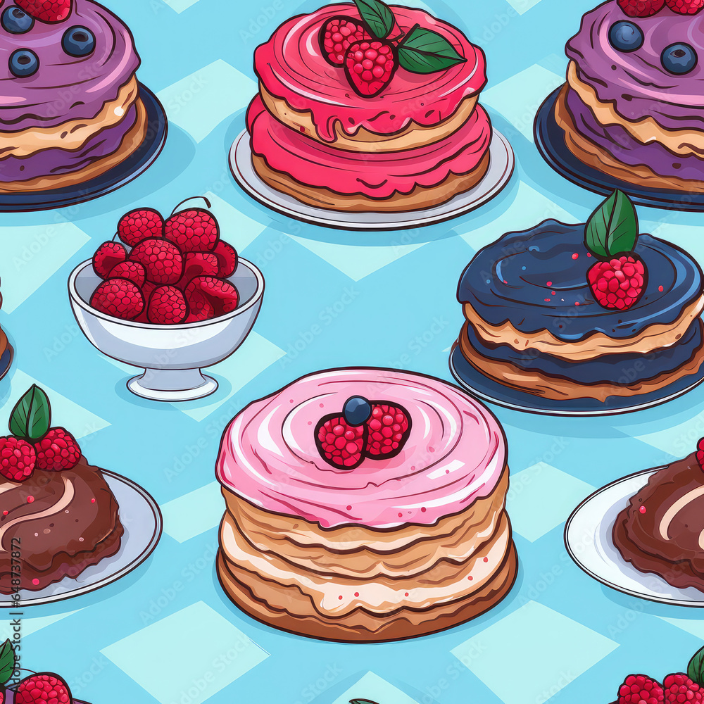 Pastry colorful repeat pattern, sweets background Pastry colorful repeat pattern, sweets background