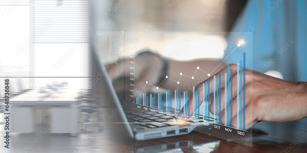 Data analyst working on business analytics dashboard with charts, with KPI and metrics connected to the database for technology finance, operations, sales, marketing Data analyst working on business analytics dashboard with charts, with KPI and metrics connected to the database for technology finance, operations, sales, marketing