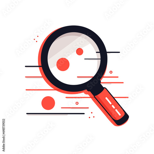 Audit report vector icon in minimalistic, black and red line work, japan web