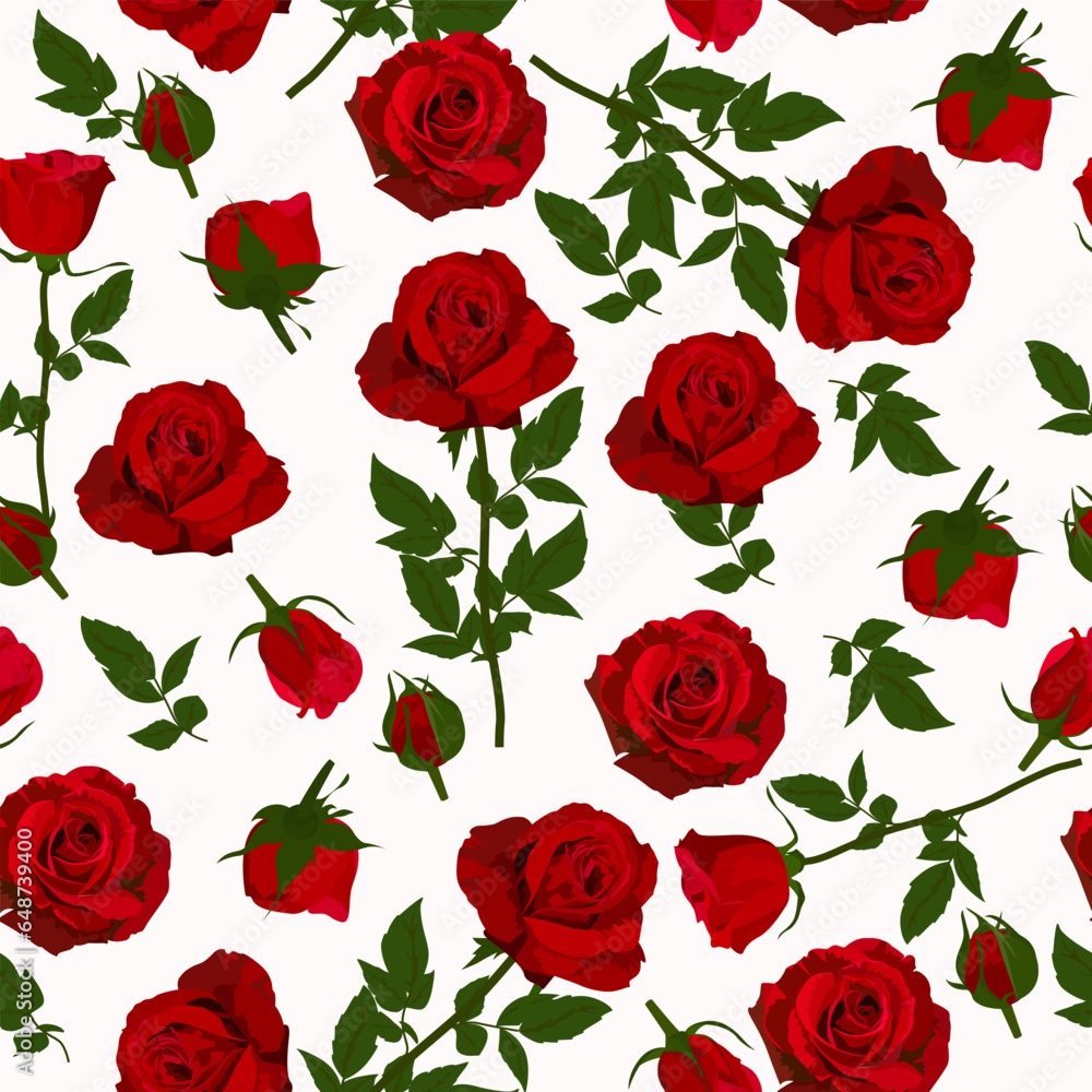 A seamless pattern of Red rose flowers background. vector illustration. flower background. A seamless pattern of Red rose flowers background. vector illustration. flower background.
