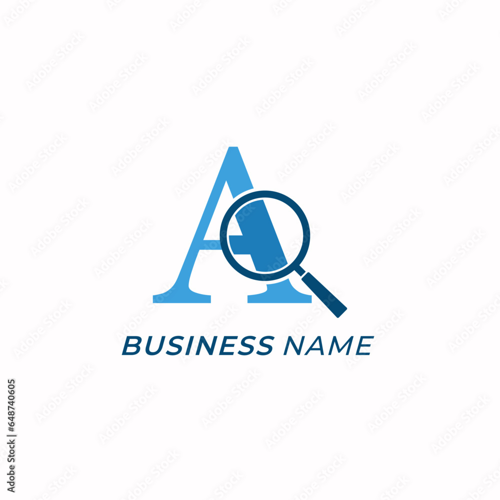 design logo combine letter A and magnifying glass design logo combine letter A and magnifying glass
