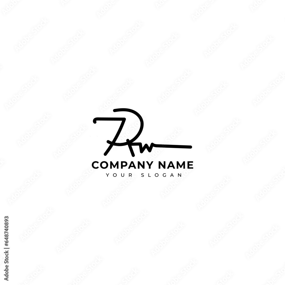 Rw Initial signature logo vector design