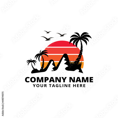 summer beach logo vector illustrtion
