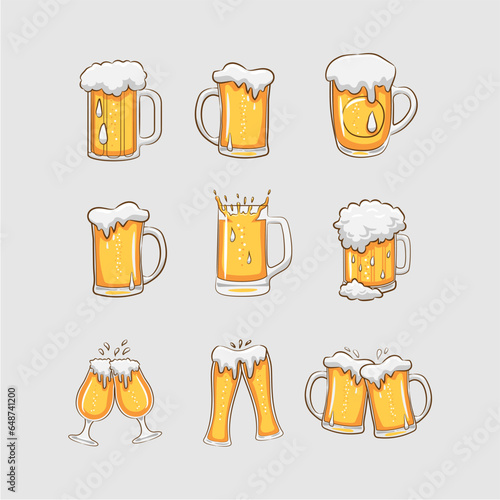 set of beer mug vector illustration