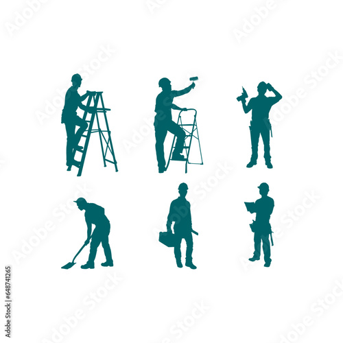 construction worker logo vector illustration