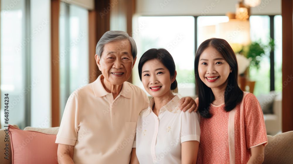 Happy multi-generation Asian family at home. Happy multi-generation Asian family at home.