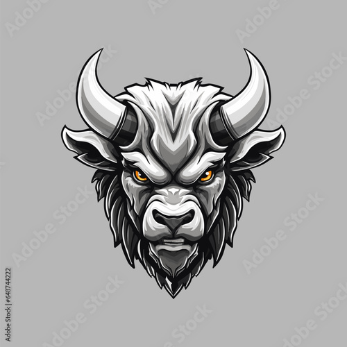 white bull mascot esport logo