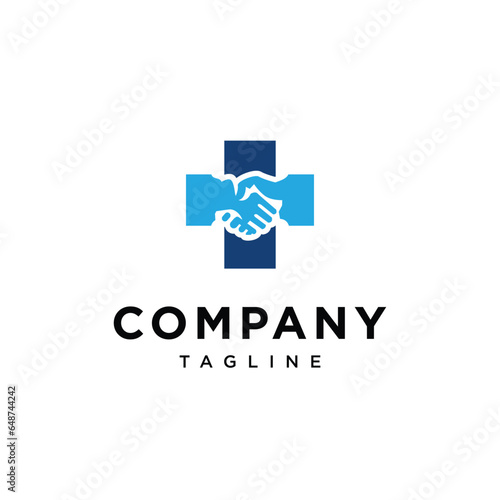 Cross hand shake logo icon vector template.eps