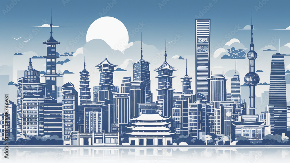 Obraz premium china city, vector illustration