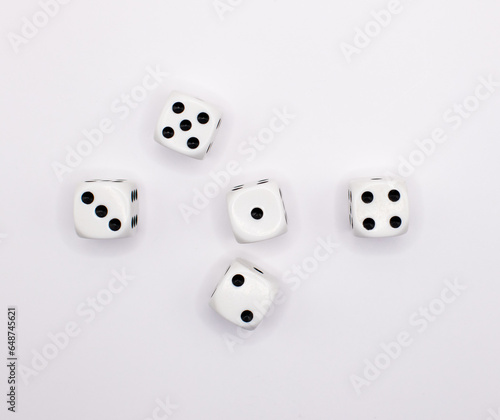 white dice on a white background  
