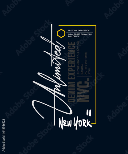 Unlimited, abstract typography motivational quotes modern design slogan. Vector illustration graphics for print t shirt, apparel, background, poster, banner, postcard or social media content.