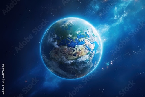 Realistic Planet Earth in Outer Space   Solar System Element  Save the World Concept  Earth day