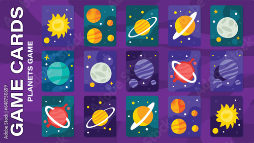 Plants game cards, set of sun, earth, moon, mars and more collection