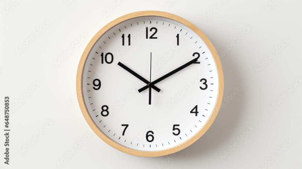 A minimalist clock with no numbers, only simple black hands on a white face A minimalist clock with no numbers, only simple black hands on a white face