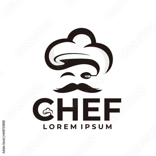 Chef logo kitchen and resto for food menu and banner lettering design
