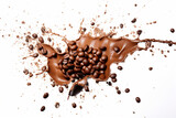 Abstract Splashes of Coffee with Beans. generative ai