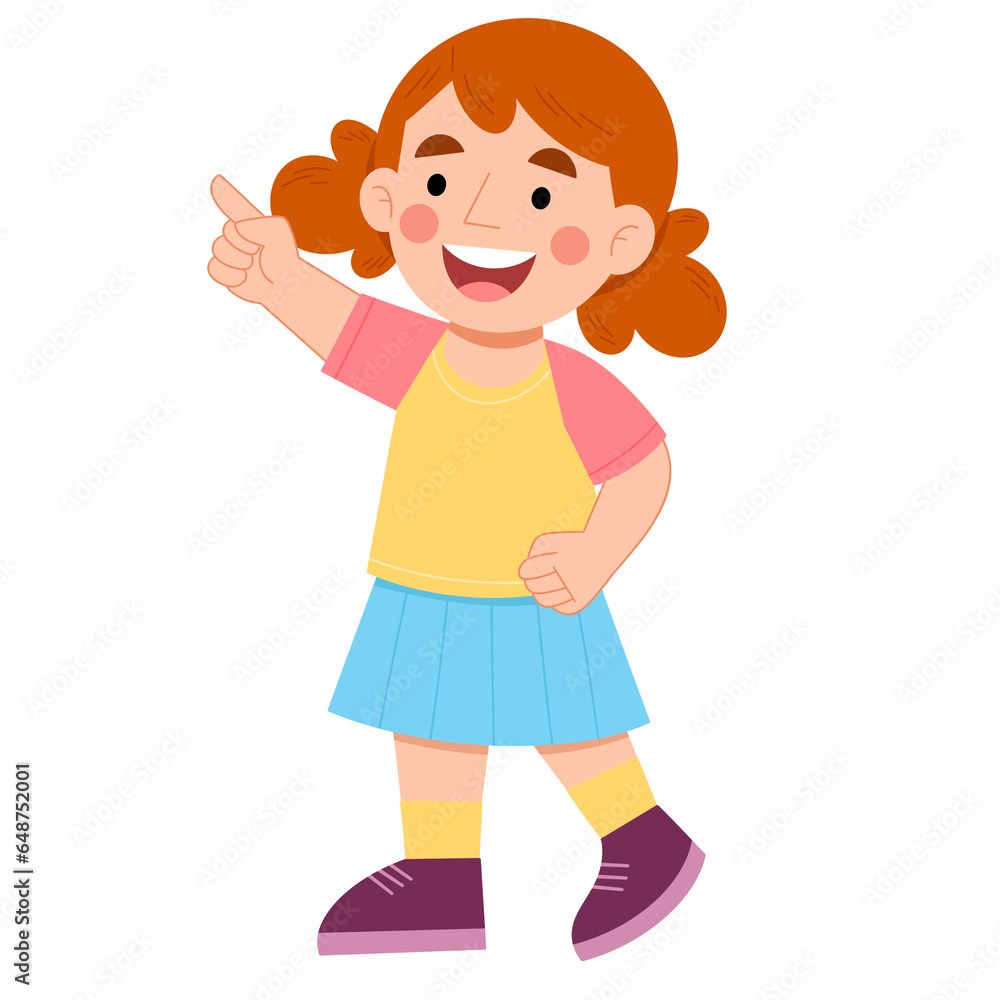 Illustration of a girl pointing a finger Illustration of a girl pointing a finger