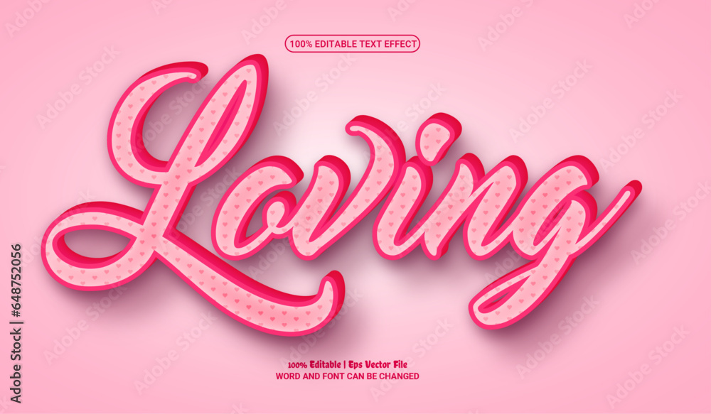 Loving fully editable 3d premium vector text effect
