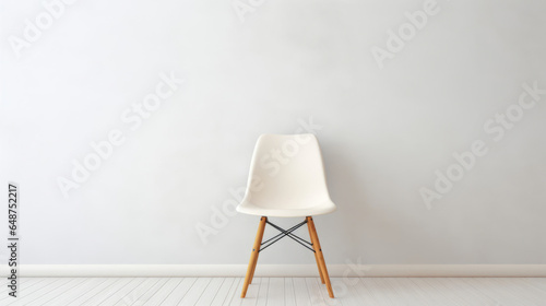 A single white chair against a plain white wall, exemplifying minimalism in interior design