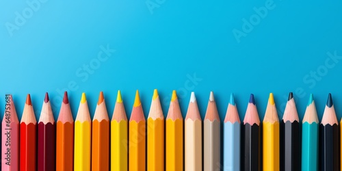 Close-up of colored pencils lined up