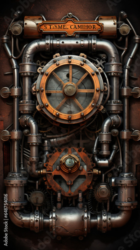 industrial poster design, gritty, cyberpunk, steampunk, phone wallpaper, background, beautiful, surreal
