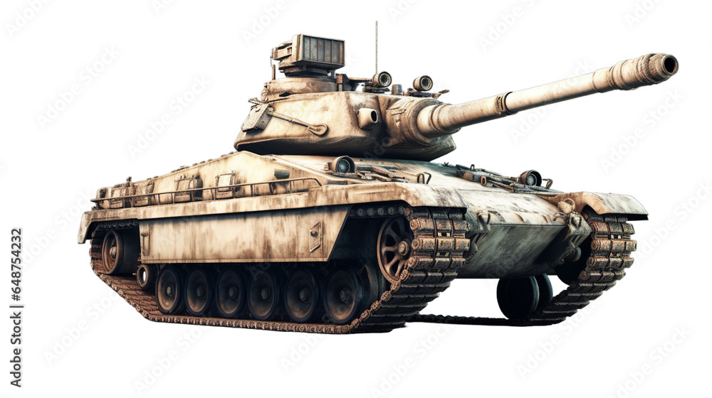 Military Tank isolated on transparent background, Generative ai