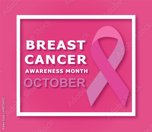 Banner of Breast cancer awareness campaign month october-Realistic pink ribbon