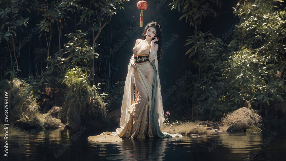 a traditional chinese woman danced under the moon a traditional chinese woman danced under the moon