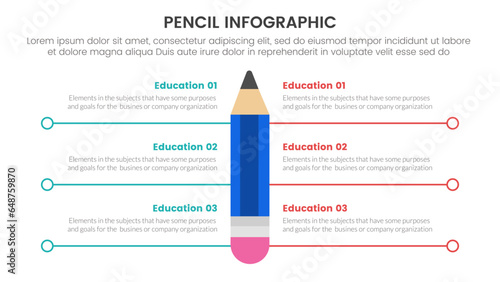 pencil education infographic 3 point stage template with comparison data with connected line for slide presentation