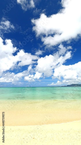 Wallpaper Mural Beautiful view of tropical blue sea or ocean by the white beach and floating a cloud in summer, Okinawa in Japan, Nobody, Landscape or travel, Vertical video for smartphone footage Torontodigital.ca