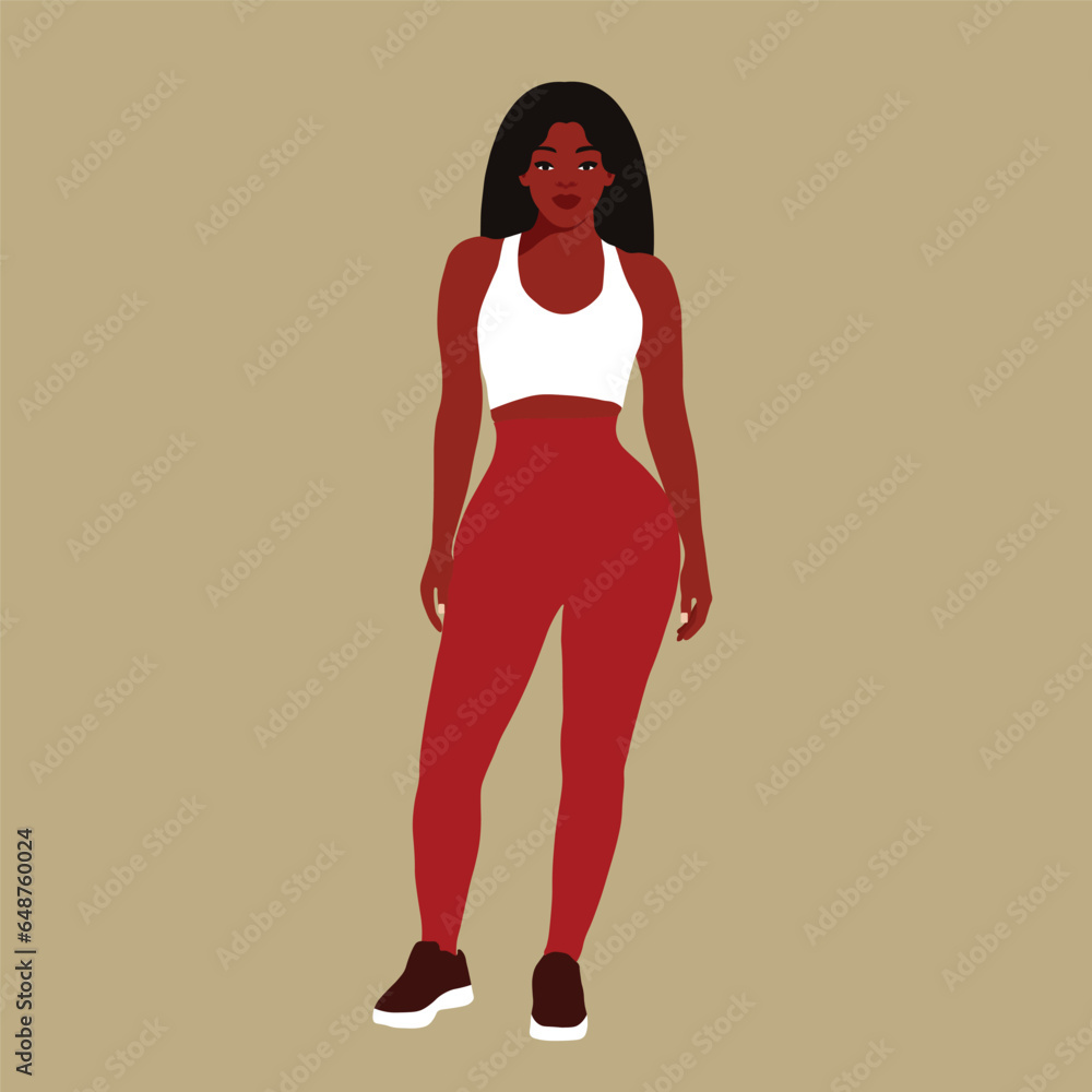 Stylish black woman in elegant art style vector Stylish black woman in elegant art style vector