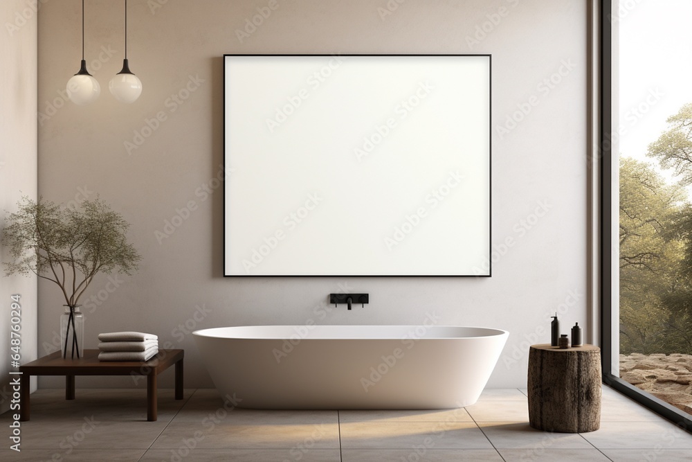 Modern Aesthetic Bathroom Interior Design Created with Generative AI Modern Aesthetic Bathroom Interior Design Created with Generative AI