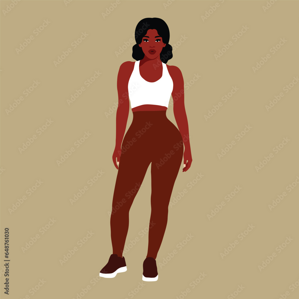 Modern fashionable black woman in elegant art style vector Modern fashionable black woman in elegant art style vector