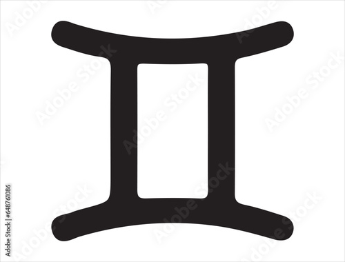 Gemini zodiac symbol silhouette vector art white background
