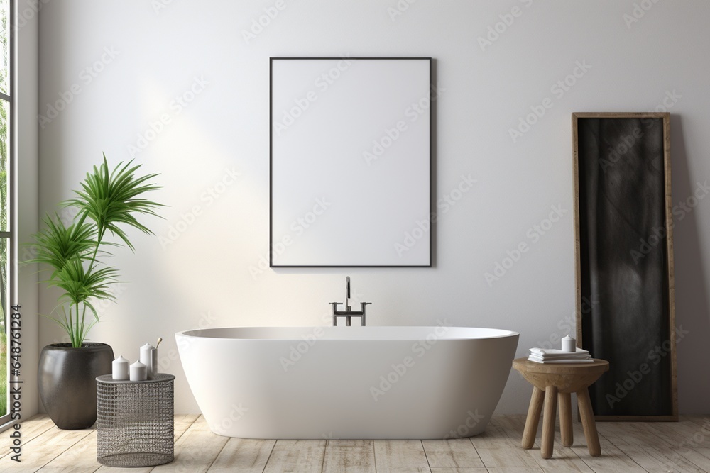 Fototapeta premium Modern Aesthetic Bathroom Interior Design Created with Generative AI