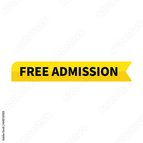 Free Admission In Yellow Rectangle Ribbon Shape For Recruitment Member
