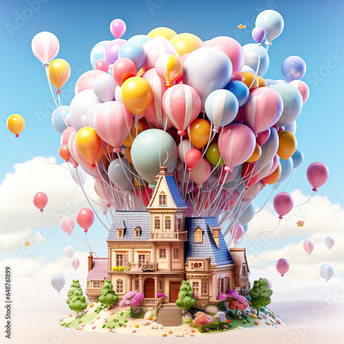 Up, Up and Away: A Whimsical Journey of a House © Moon