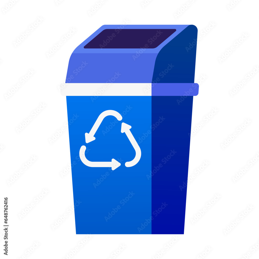 Vector blue trash cans with recycling. waste sorting containers Vector blue trash cans with recycling. waste sorting containers